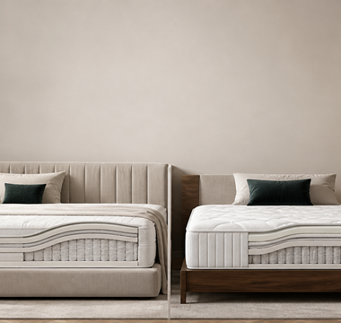 Two premium contouring mattresses compared in a refined bedroom