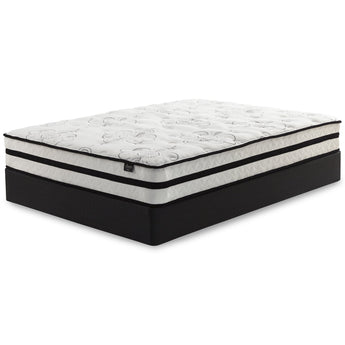 Sierra Sleep Chime 10 Inch Hybrid Mattress, studio shot on foundation
