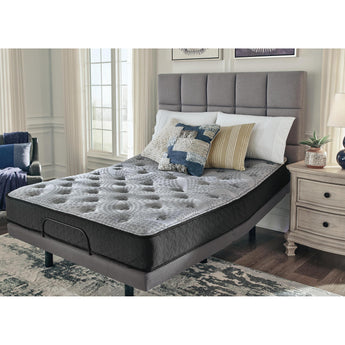 Sierra Sleep Comfort Plus Mattress on an adjustable base in a bedroom setting