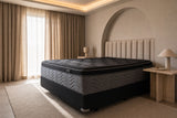 Jamison Clarion Eurotop mattress in a styled bedroom, styled bedroom angle