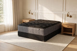 Jamison Clarion Plush mattress in a styled bedroom, styled bedroom angle