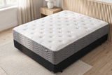 Jamison Easton Firm mattress in a styled bedroom, top view of the quilted sleep surface