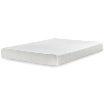 Sierra Sleep Chime 8 Inch Memory Foam Mattress, corner view on a white background showing the tight top surface