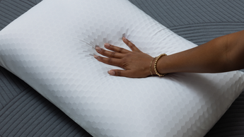 Purple Harmony Pillow hand press showing responsive surface