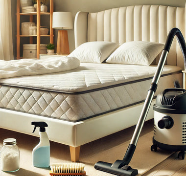 mattress-in-a-cleaned-room-with-a-vacuum-and-cleaning-supplies