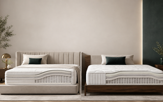 Two premium contouring mattresses compared in a refined bedroom