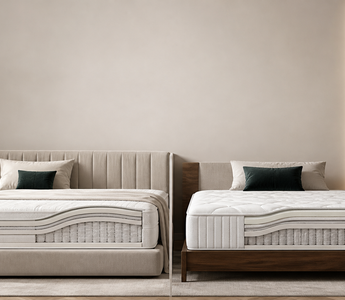 Two premium contouring mattresses compared in a refined bedroom