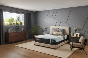Tempur-Pedic ProBreeze® Medium Mattress - flat view, styled room view