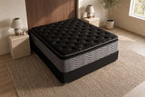 Jamison Clarion Ultra Plush Pillowtop mattress in a styled bedroom, top view of the quilted sleep surface