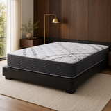 Jamison Grandview Firm 2-Sided mattress in warm wood bedroom, Mattress Overstock Kentucky
