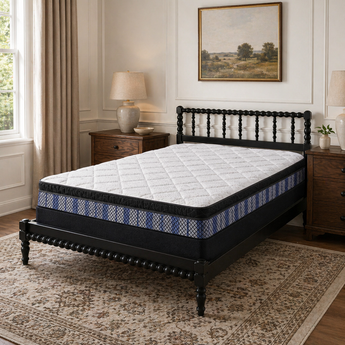 Jamison Wellington 8 Pillowtop mattress on black metal bed, Mattress Overstock Kentucky