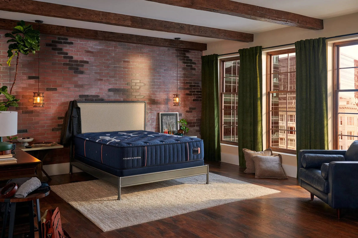 Stearns & Foster Lux Estate Medium in a bedroom