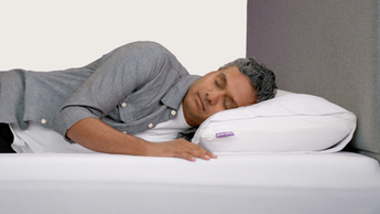 Purple Harmony Pillow lifestyle bed view