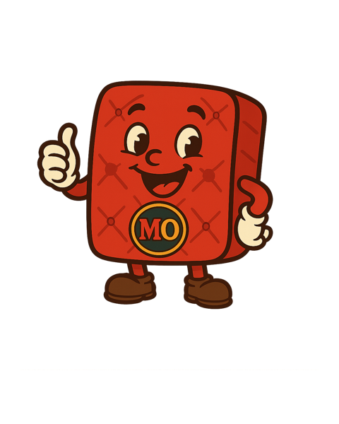 MO, the Mattress Overstock mascot, giving a thumbs up