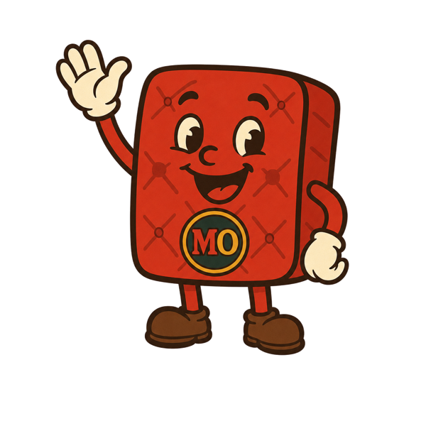 MO, the Mattress Overstock mascot, waving
